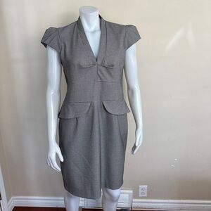 Sandra Angelozzi -Cap sleeve, mini-houndstooth, peplum dress. Size 42 - fits 12